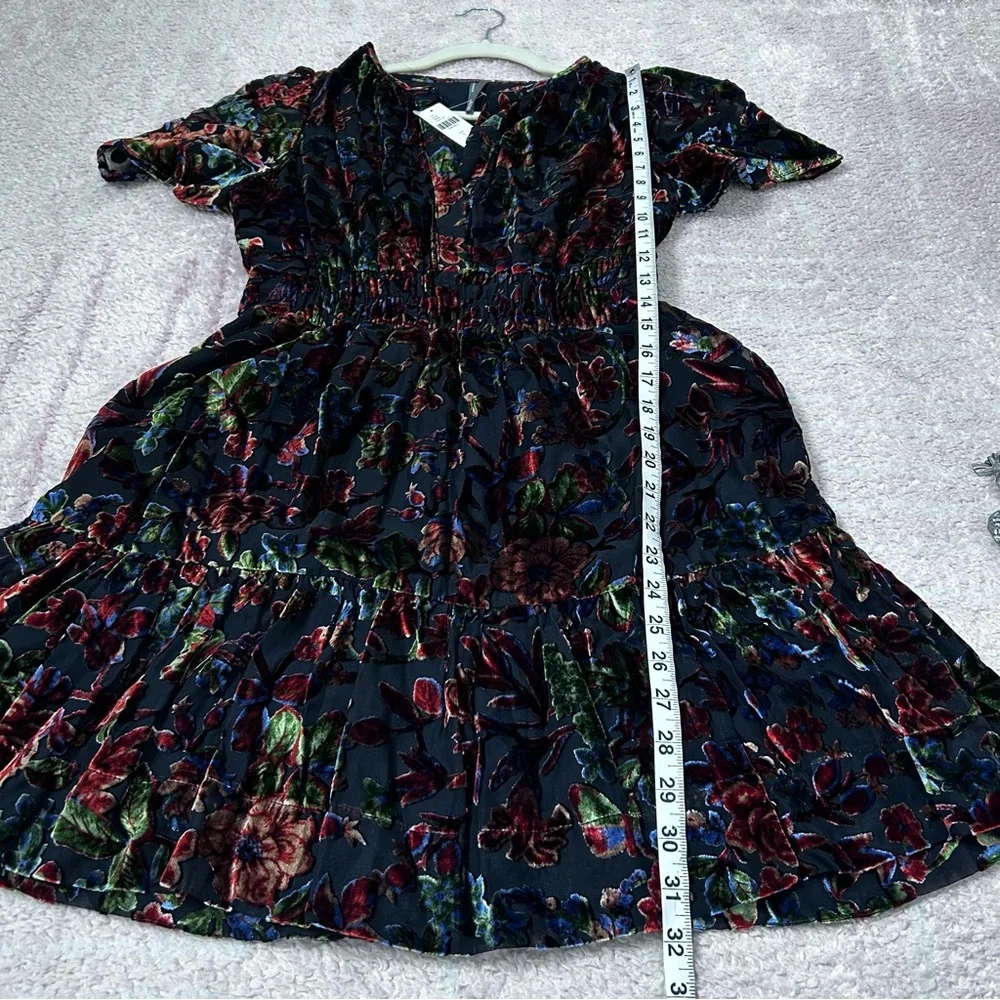 NWT Anthropologie Somerset Floral Velvet Mini Dress Size Small Boho Fall Event - Picture 13 of 14